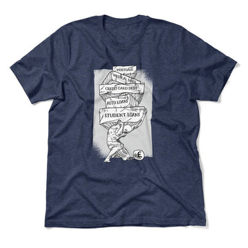 Debt Atlas Men/Unisex T-Shirt in Heather Navy color
